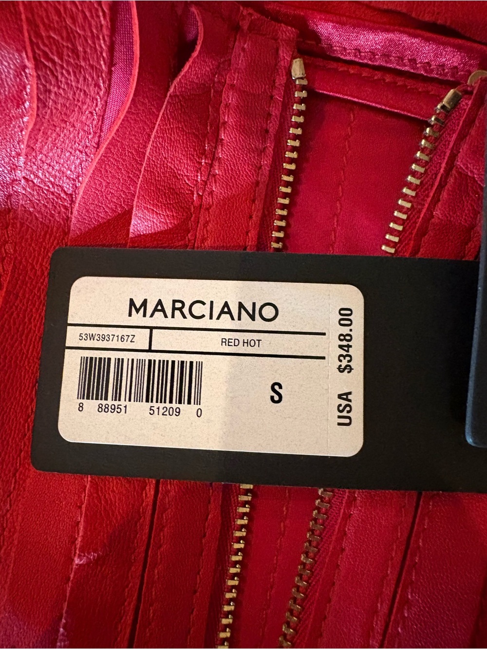 Marciano Red Leather Zip-Front Jacket